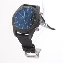 IWC Pilot Top Gun Chronograph Asia Valjoux 7750 Movement Ceramic Case Blue Markers with Black Dial-Nylon Strap