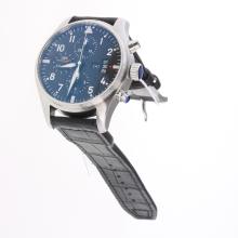 IWC Pilot Chronograph Swiss Valjoux 7750 Movement with Black Dial-Leather Strap-1