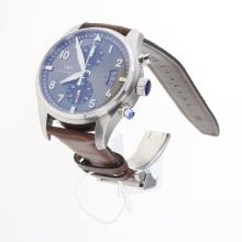 IWC Pilot Chronograph Swiss Valjoux 7750 Movement with Gray Dial-Leather Strap-1