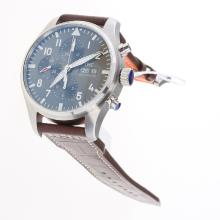 IWC Pilot Chronograph Swiss Valjoux 7750 Movement with Gray Dial-Leather Strap