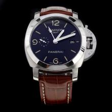 Panerai Luminor Working GMT Swiss Calibre P.9001 Automatic Movement with Black Dial-Leather Strap-2