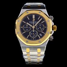 Audemars Piguet Royal Oak Working Chronograph Two Tone Stick Markers with Black Dial