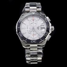 Tag Heuer Aquaracer Calibre 16 Working Chronograph Ceramic Bezel Stick Markers with White Dial S/S