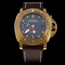 Panerai Luminor Submersible Swiss Calibre P.9000 Automatic Movement Gold Case with Green Dial-Leather Strap