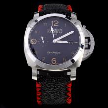 Panerai Luminor Working GMT Swiss Calibre P.9001 Automatic Movement with Black Dial-Leather Strap