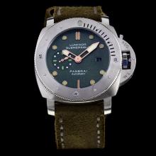 Panerai Luminor Submersible Automatic with Green Dial-Leather Strap