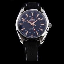 Omega Seamaster Working GMT Swiss CAL 8605 Movement with Black Dial-Nylon Strap-1