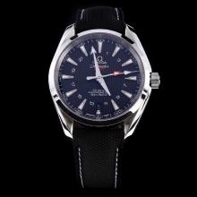 Omega Seamaster Working GMT Swiss CAL 8605 Movement with Black Dial-Nylon Strap