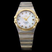 Omega Constellation Swiss ETA 8500 Movement Two Tone Diamond Markers with MOP Dial