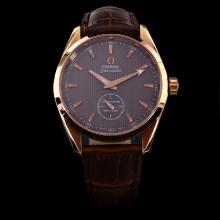 Omega Seamaster Rose Gold Case Brown Dial with Stick Marking-Leather Strap
