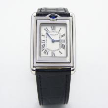 Cartier Paris Swiss Quartz White / Diamond Reversible Dial Sapphire Glass Crocodile leather strap(Gift Box is Included)