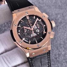 Hublot Big Bang Working Chronograph  Asia Valjoux 7750 Movement  Rose Gold Case with Gray Dial-Black Strap 