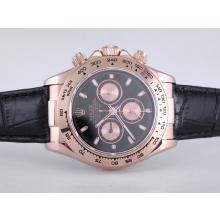 Rolex Daytona Chronograph Arbeitsgruppe Rotgold Mit Schwarzem Zifferblatt-Lederband