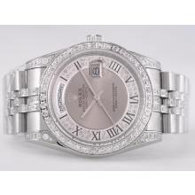 Rolex Day-Date Swiss ETA 2836 Bewegung Diamond Bezel Mit Gray Dial-Roman Marking