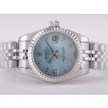 Rolex Datejust Swiss ETA 2671 Uhrwerk Mit Light Blue Dial-Diamond Kennzeichnung Lady Größe
