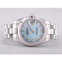 Rolex Datejust Swiss ETA 2671 Uhrwerk Mit Light Blue Dial-Diamond Kennzeichnung Lady Größe