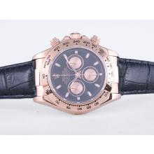Rolex Daytona Chronograph Asia Valjoux 7750 Uhrwerk Rose Gold Case Mit Schwarzem Zifferblatt