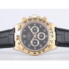 Rolex Daytona Chronograph Arbeitsgruppe Gold Case Mit Schwarzem Zifferblatt-Nummer Kennzeichnung Saphirglas