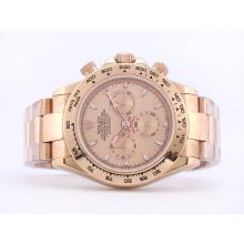 Rolex Daytona Chronograph Asia Valjoux 7750 Volle Rose Gold Mit Champagner Dial