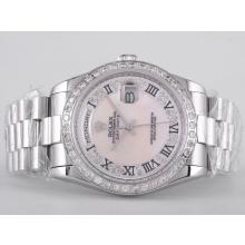 Rolex Day-Date Swiss ETA 2836 Bewegung Diamond Bezel With Pink Dial-Roman Marking