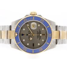 Rolex Submariner Automatic 18K Two Tone Mit Gray Dial-Blue Ceramic Bezel Plated