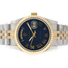 Rolex Day-Date Automatic Two Tone Mit Blue Computer Dial-Roman Marking