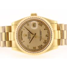 Rolex Day-Date Swiss ETA 2836 Bewegung Full Gold Mit Golden Dial-Roman Marking