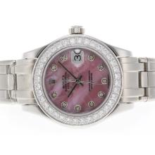 Rolex Masterpiece Schweizer ETA 2836 Bewegung Diamant-Kennzeichnung Und Lünette Mit Pink MOP Dial