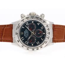 Rolex Daytona Chronograph Asia Valjoux 7750 Uhrwerk Mit Blue Dial-Leather Strap