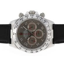 Rolex Daytona Chronograph Arbeitsgruppe Anzahl Marker Mit Gray Dial-Leather Strap