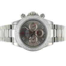 Rolex Daytona Chronograph Arbeitsgruppe Diamond Bezel Anzahl Marker Mit Gray Dial