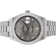 Rolex Day-Date II Automatic Diamond Bezel Und Markierungen Mit Gray Dial