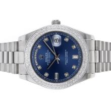 Rolex Day-Date II Automatic Diamond Bezel Und Markierungen Mit Blauem Zifferblatt
