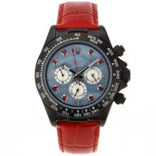 Rolex Daytona Chronograph Arbeitsgruppe PVD Gehäuse Red Diamond Marker Mit Blue MOP Dial-Red Leather Strap