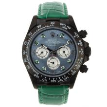 Rolex Daytona Chronograph Arbeitsgruppe PVD Gehäuse Green Diamond Marker Mit Blue MOP Dial-Green Leather Strap