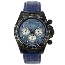 Rolex Daytona Chronograph Arbeitsgruppe PVD Gehäuse Blue Diamond Marker Mit Blue MOP Dial-Blue Leather Strap