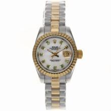 Rolex Datejust Automatic Two Tone Green Diamond Marker Mit MOP Dial