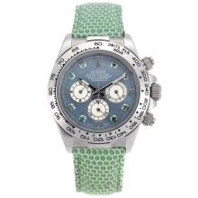 Rolex Daytona Chronograph Arbeitsgruppe Diamant Markers And Blue MOP Dial - Green Leather Strap