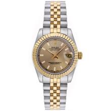 Rolex Datejust Automatic Two Tone-Stick Marker Mit Golden Dial-Mid Size