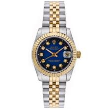 Rolex Datejust Automatic Two Tone Diamant-Marker Mit Blue Dial-Mid Size