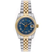 Rolex Datejust Automatic Two Tone Roman Markers Mit Blue Dial-Mid Size