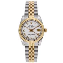 Rolex Datejust Automatic Two Tone Roman Marker Mit White Dial-Mid Size
