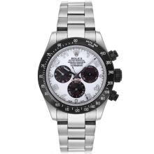 Rolex Daytona Chronograph Asia Valjoux 7750 Uhrwerk Anzahl Marker Mit Weißem Zifferblatt S / S-PVD Lünette