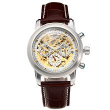 Patek Philippe Automatic Mit Skeleton Dial-Leather Strap